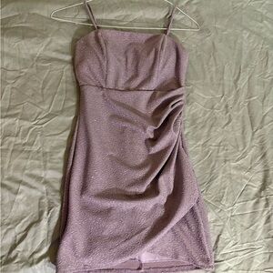 Purple Ruched Asymmetrical Cocktail Mini Dress